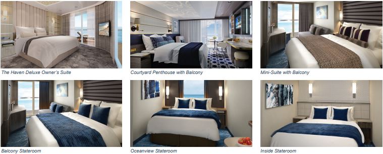 NCL Norwegian Encore kabin kategóriák